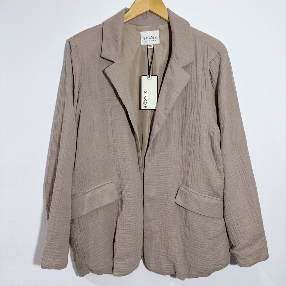 NWT Buckle Stoosh Neutral Open‎ Front Blazer w/ Pockets Size X-Large